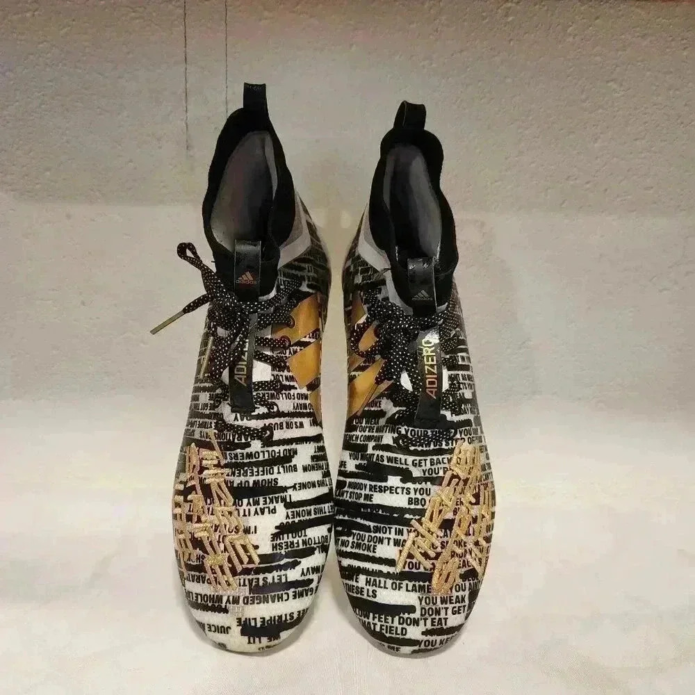 adidas Adizero Football Cleats Men's 13 Black/White Gold Three Stripe Life